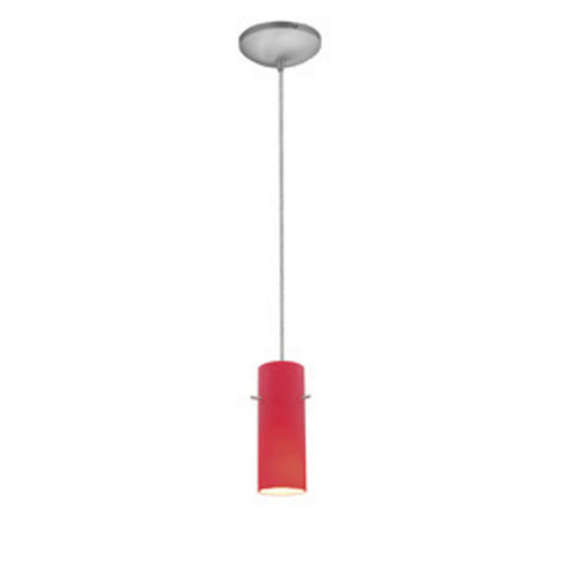 Cylinder 1-Light Pendant in Brushed Steel Finish