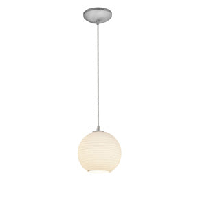 Japanese Lantern One Light Pendant in Brushed Steel