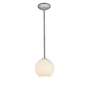 Japanese Lantern Stem Mini Pendant in Brushed Steel