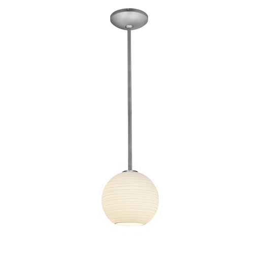 Japanese Lantern One Light Pendant in Brushed Steel