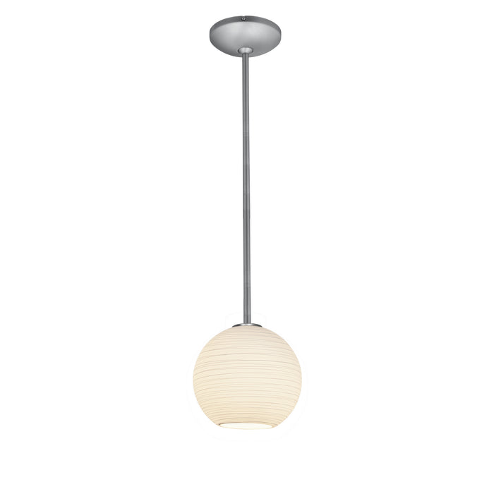 Japanese Lantern One Light Pendant in Brushed Steel