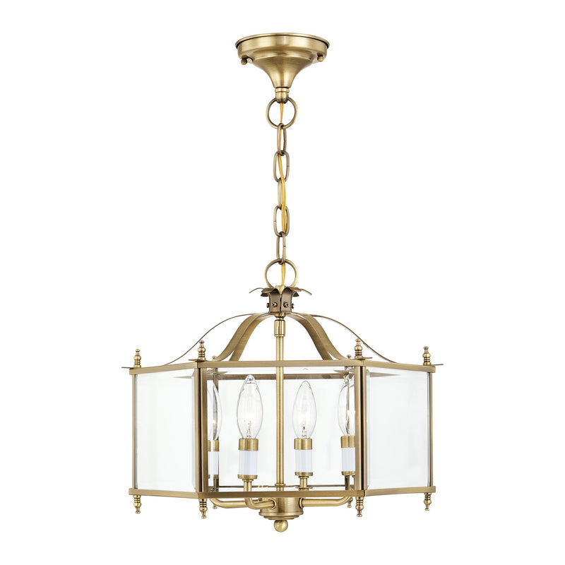 Livingston 4-Light Convertible Chandelier / Semi-Flush Mount in Antique Brass