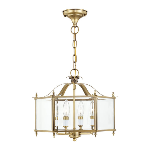 Livingston 4-Light Convertible Chandelier / Semi-Flush Mount in Antique Brass