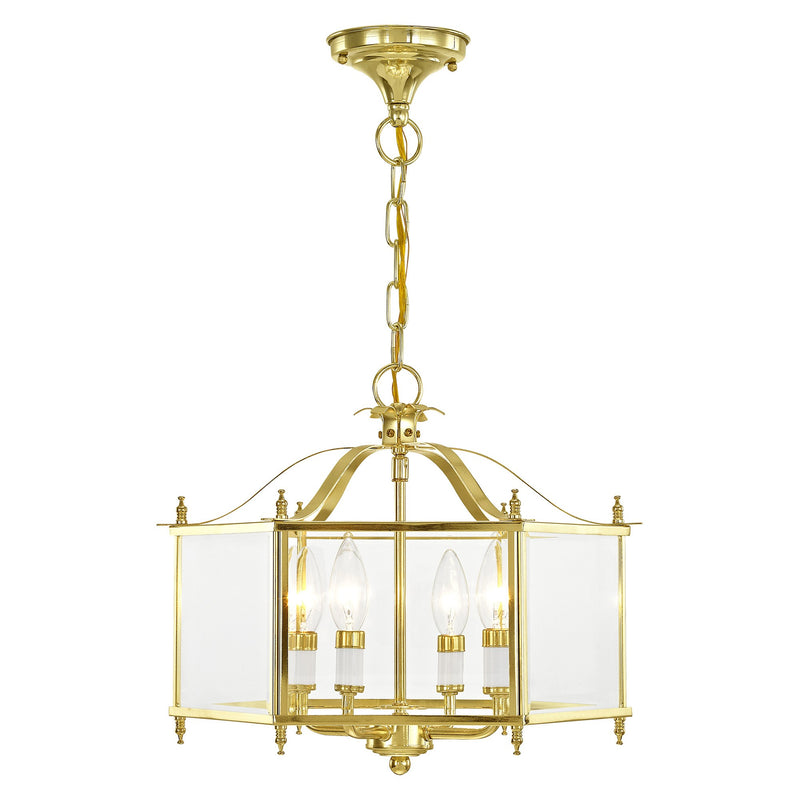 Livingston 4-Light Convertible Chandelier / Semi-Flush Mount in Polished Brass
