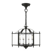 Livingston 4-Light Convertible Chandelier / Semi-Flush Mount in Black with Brushed Nickel Accents