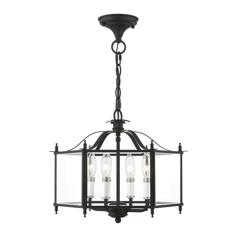 Livingston 4-Light Convertible Chandelier / Semi-Flush Mount in Black with Brushed Nickel Accents