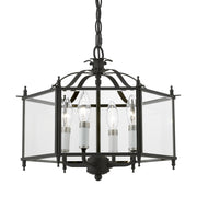 Livingston 4-Light Convertible Chandelier / Semi-Flush Mount in Black with Brushed Nickel Accents