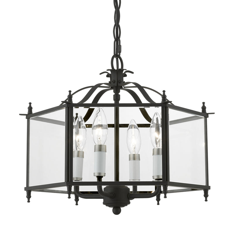 Livingston 4-Light Convertible Chandelier / Semi-Flush Mount in Black with Brushed Nickel Accents