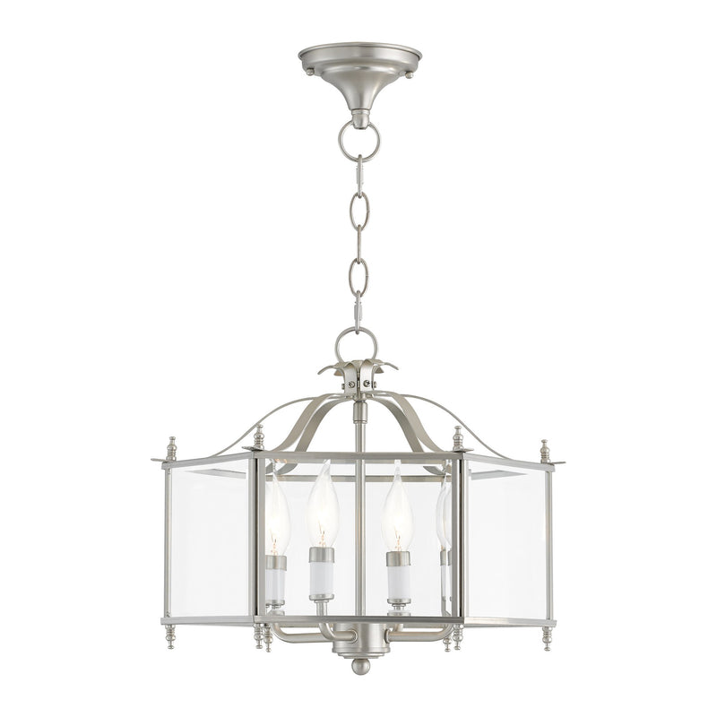 Livingston 4-Light Convertible Chandelier / Semi-Flush Mount in Brushed Nickel