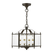 Livingston 4-Light Convertible Chandelier / Semi-Flush Mount in English Bronze with Antique Brass Accents