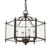 Livingston 4-Light Convertible Chandelier / Semi-Flush Mount in English Bronze with Antique Brass Accents