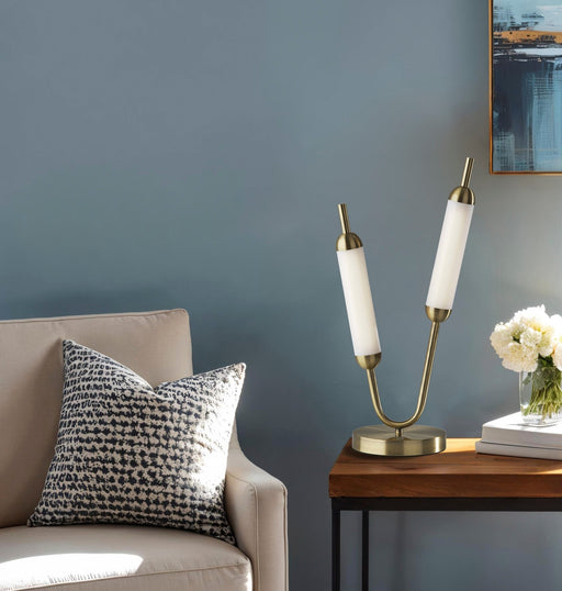 Pierce 2-Light LED Table Lamp in Antique Brass