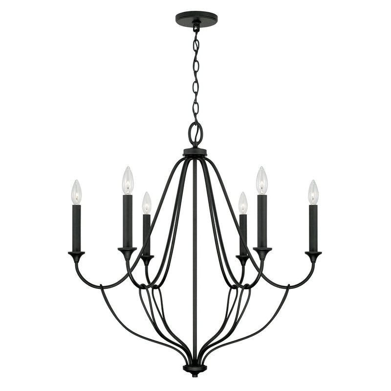 Bentley 6-Light 30" Chandelier in Black Iron