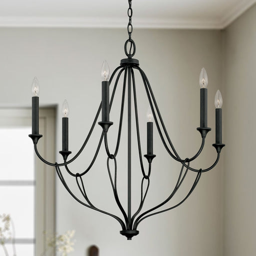 Bentley 6-Light 30" Chandelier in Black Iron