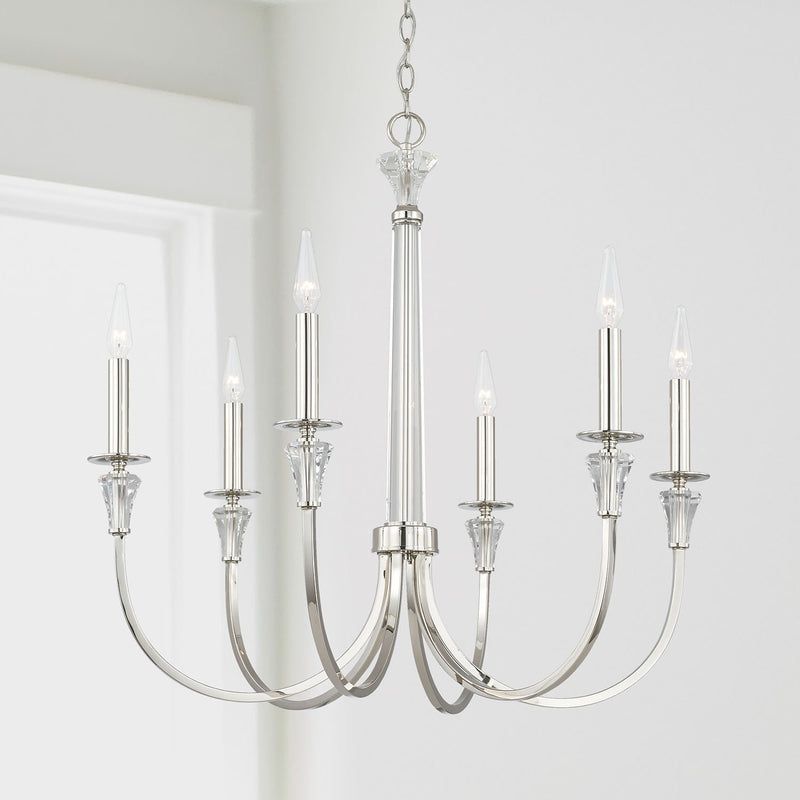 Laurent 6-Light Chandelier in Polished Nickel