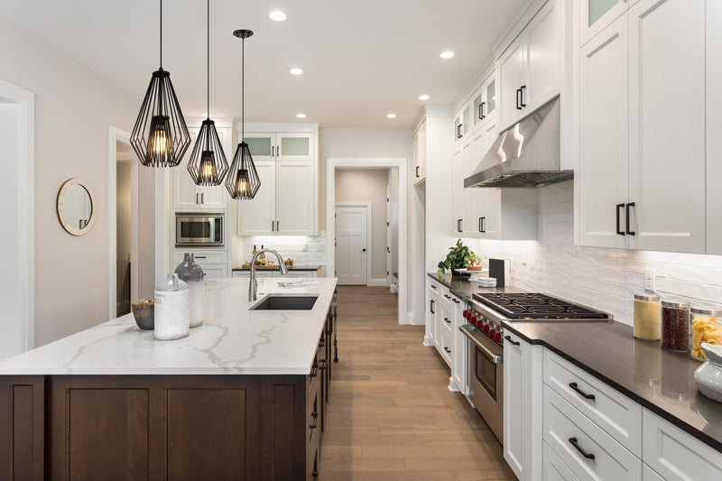 Quintus 1 Light 9.25" Pendant in Matte Black in a room setting