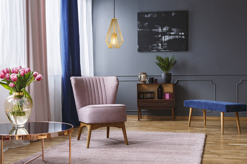Quintus 1 Light 9.25" Pendant in Metallic Gold in a room setting