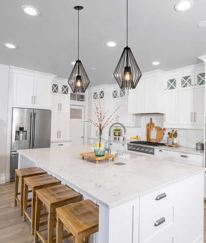 Quintus 1 Light 12.25" Pendant in Matte Black in a room setting
