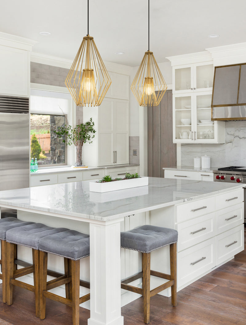 Quintus 1 Light 12.25" Pendant in Metallic Gold in a room setting