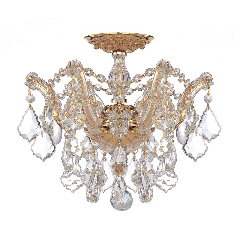 Maria Theresa 3 Light 13.5" Semi Flush Mount in Gold