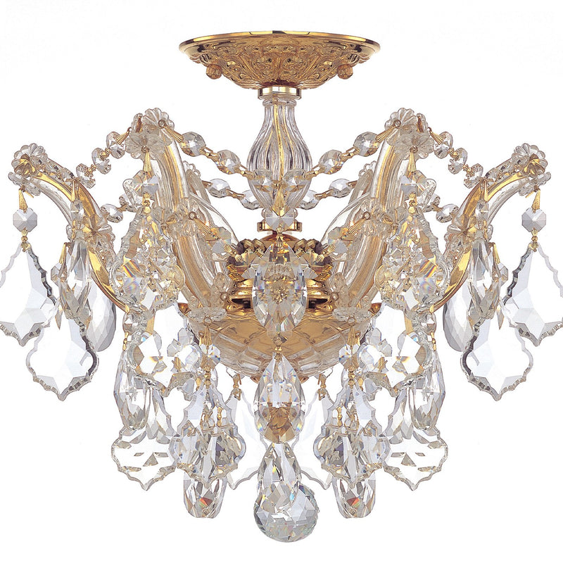 Maria Theresa 3 Light 13.5" Semi Flush Mount in Gold