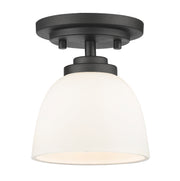 Ashton 1 Light 6" Flush Mount, Matte Opal Shade in Bronze