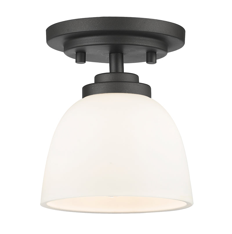 Ashton 1 Light 6" Flush Mount, Matte Opal Shade in Bronze