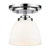 Ashton 1 Light 6" Flush Mount, Matte Opal Shade in Chrome