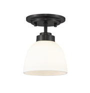 Ashton 1 Light 6" Flush Mount, Matte Opal Shade in Matte Black