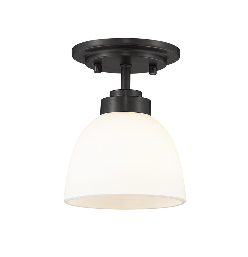 Ashton 1 Light 6" Flush Mount, Matte Opal Shade in Matte Black