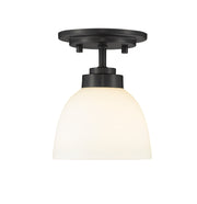 Ashton 1 Light 6" Flush Mount, Matte Opal Shade in Matte Black