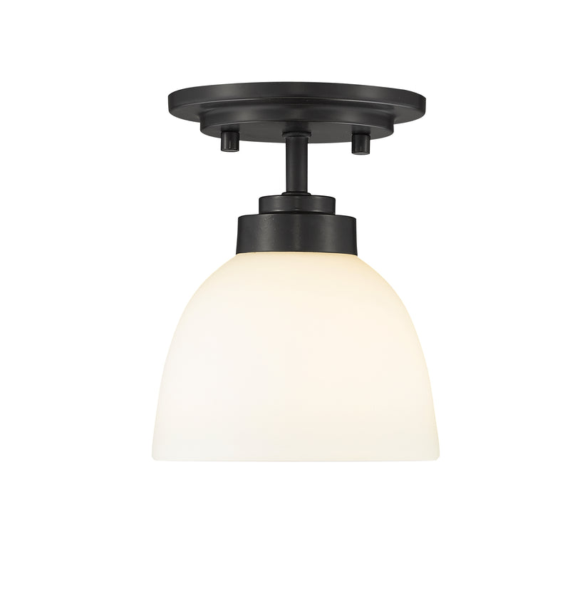 Ashton 1 Light 6" Flush Mount, Matte Opal Shade in Matte Black