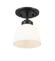 Ashton 1 Light 6" Flush Mount, Matte Opal Shade in Matte Black