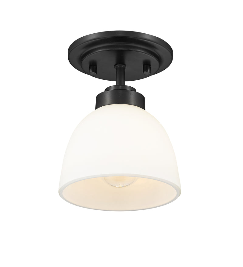 Ashton 1 Light 6" Flush Mount, Matte Opal Shade in Matte Black