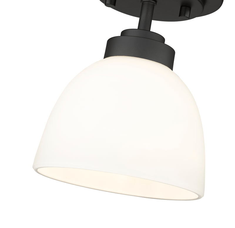 Ashton 1 Light 6" Flush Mount, Matte Opal Shade in Matte Black
