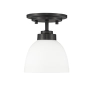 Ashton 1 Light 6" Flush Mount, Matte Opal Shade in Matte Black