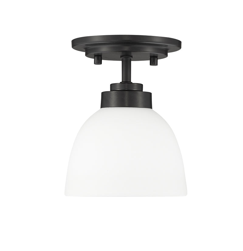 Ashton 1 Light 6" Flush Mount, Matte Opal Shade in Matte Black