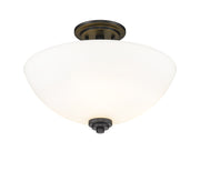 Ashton 3 Light 15.75" Semi Flush Mount in Matte Black