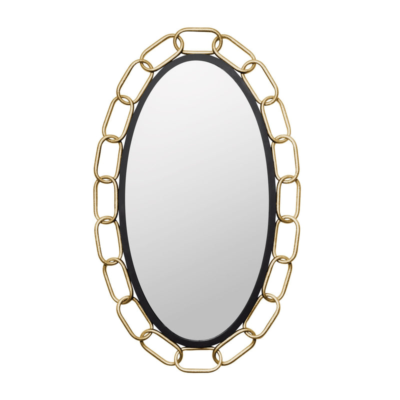 Chains of Love 24" x 40" Oval Wall Mirror in Matte Black/Textured Gold