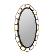 Chains of Love 24" x 40" Oval Wall Mirror in Matte Black/Textured Gold