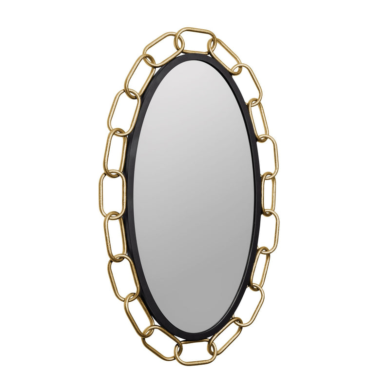 Chains of Love 24" x 40" Oval Wall Mirror in Matte Black/Textured Gold