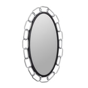 Chains of Love 24" x 40" Oval Wall Mirror in Matte Black/Textured Silver