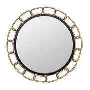 Chains of Love 30" Round Wall Mirror in Matte Black/Textured Gold