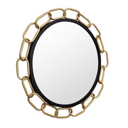 Chains of Love 30" Round Wall Mirror in Matte Black/Textured Gold