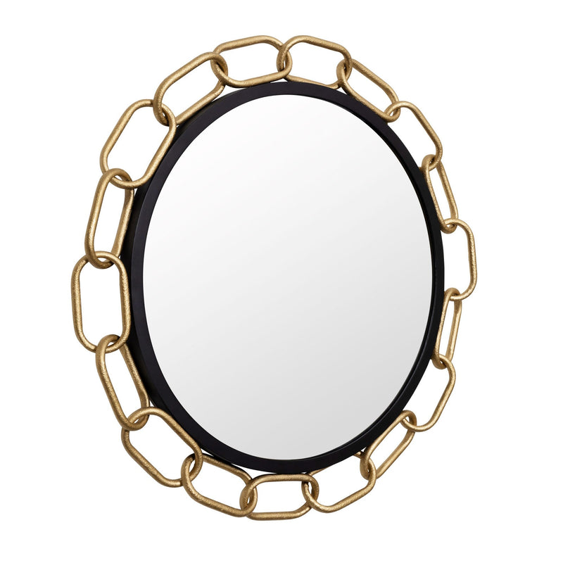 Chains of Love 30" Round Wall Mirror in Matte Black/Textured Gold
