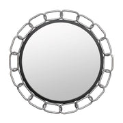 Chains of Love 30" Round Wall Mirror in Matte Black/Textured Silver