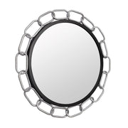 Chains of Love 30" Round Wall Mirror in Matte Black/Textured Silver