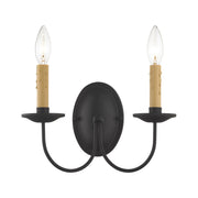 Heritage 2-Light 12.25" Double Wall Sconce in Black