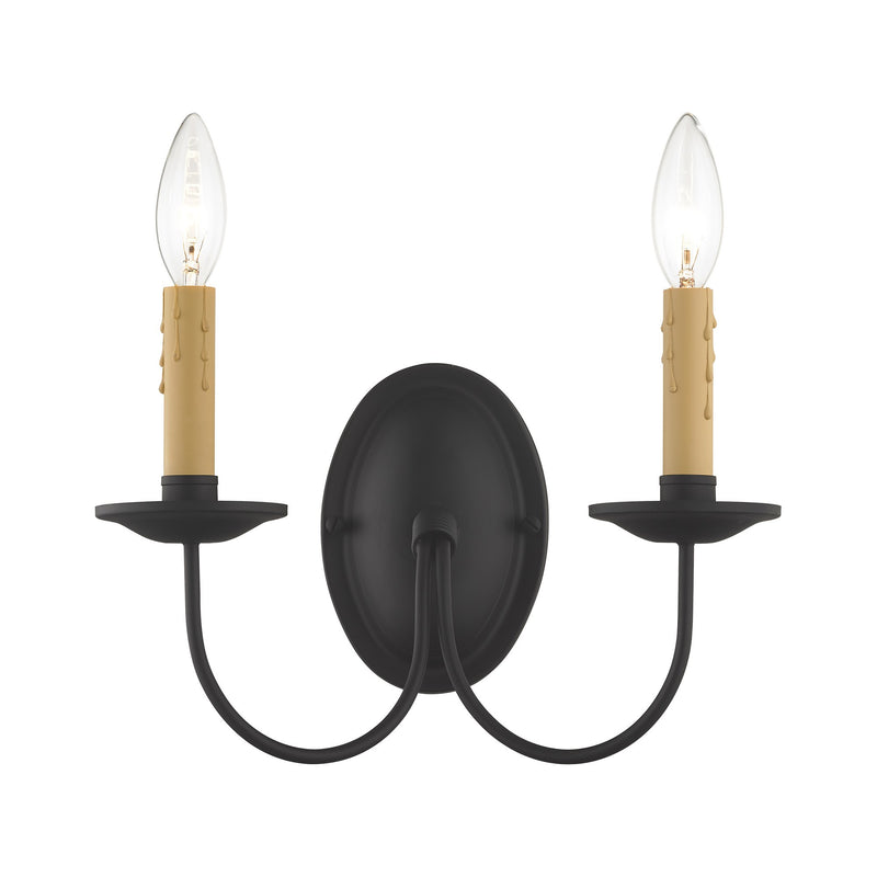 Heritage 2-Light 12.25" Double Wall Sconce in Black