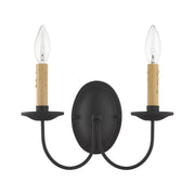 Heritage 2-Light 12.25" Double Wall Sconce in Black